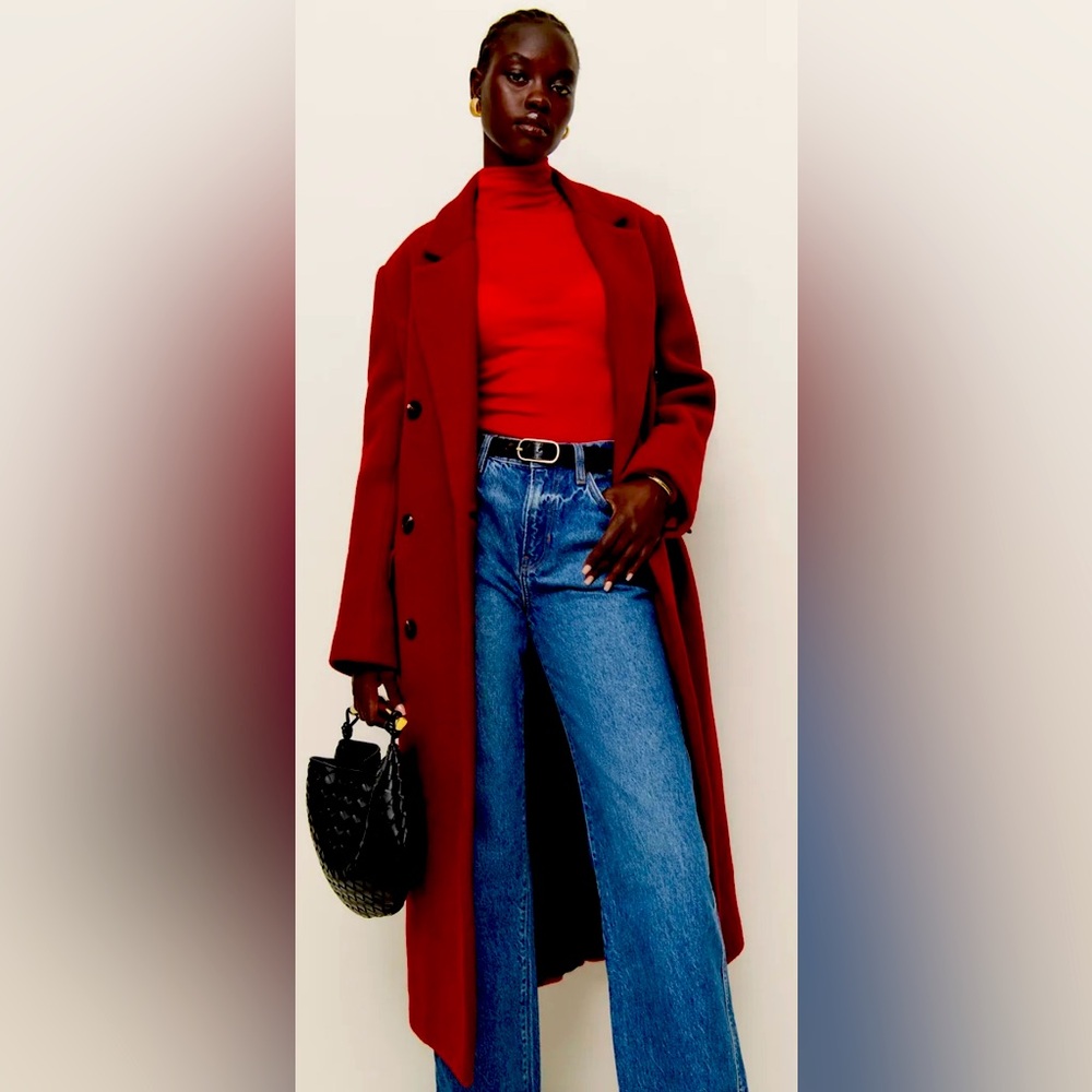 Reformation Lucas Coat Red - Size XS